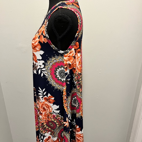 Women Floral Multi- Color Blue Dress - Picture 3 of 4